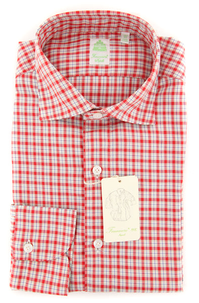 Finamore Napoli Red Plaid Shirt - Extra Slim - (201802277) - Parent