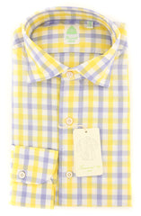Finamore Napoli Yellow Plaid Shirt - Extra Slim - 15/38 - (2018022712)