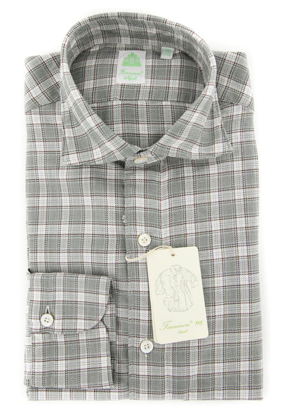 Finamore Napoli Gray Plaid Shirt - Extra Slim - (2018022311) - Parent