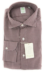 Finamore Napoli Burgundy Red Fancy Shirt-Extra Slim-15.75/40(201802271)