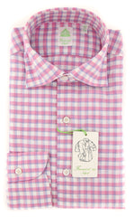Finamore Napoli Pink Check Shirt - Extra Slim - (F112182) - Parent
