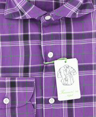 Finamore Napoli Purple Plaid Shirt - Extra Slim - (201802289) - Parent
