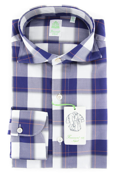 Finamore Napoli Blue Plaid Shirt - Extra Slim - (FNTYO8402221SIMZ) - Parent