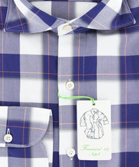 Finamore Napoli Blue Plaid Shirt - Extra Slim - (FNTYO8402221SIMZ) - Parent