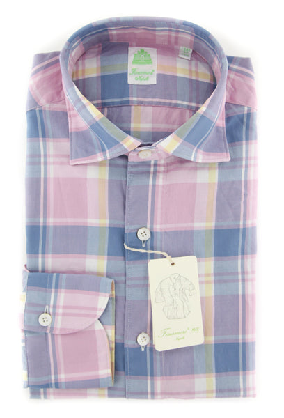 Finamore Napoli Pink Plaid Shirt - Extra Slim - (FN92005) - Parent