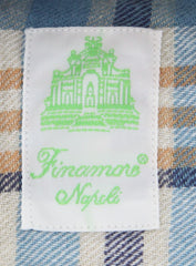 Finamore Napoli Navy Blue Plaid Flannel Shirt - Extra Slim - (IK) - Parent