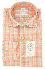 Finamore Napoli Orange Plaid Cotton Shirt - Extra Slim - (IS) - Parent