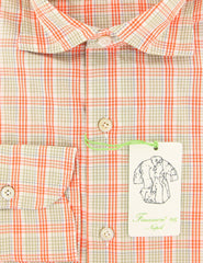 Finamore Napoli Orange Plaid Cotton Shirt - Extra Slim - (IS) - Parent