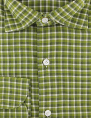 Finamore Napoli Green Plaid Flannel Shirt - Extra Slim - (YE) - Parent