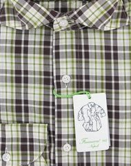 Finamore Napoli Dark Brown Plaid Shirt - Extra Slim - (2018030219) - Parent