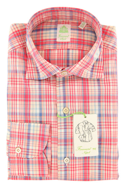 Finamore Napoli Pink Plaid Cotton Shirt - Extra Slim - (IQ) - Parent
