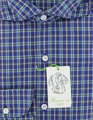 Finamore Napoli Blue Plaid Shirt - Extra Slim - (F111189) - Parent