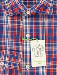 Finamore Napoli Blue Plaid Cotton Shirt - Extra Slim - (I3) - Parent