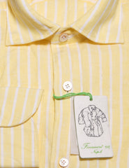 Finamore Napoli Yellow Striped Cotton Shirt - Extra Slim - (1502) - Parent