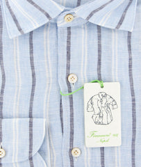 Finamore Napoli Light Blue Striped Shirt - Extra Slim - (2018022838) - Parent