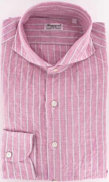 Finamore Napoli Pink Button-Front Shirt Large