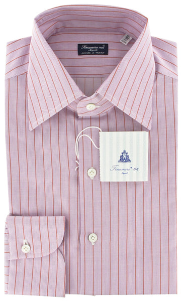 Finamore Napoli Pink White, Orange Striped Shirt - Slim Fit - 15.5/39