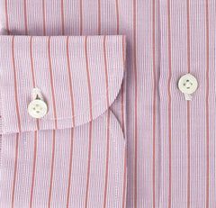 Finamore Napoli Pink White, Orange Striped Shirt - Slim Fit - 15.5/39