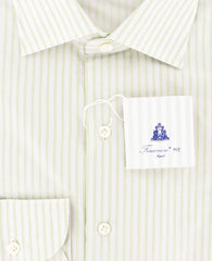 Finamore Napoli Green White, Lavender Striped Shirt - Slim Fit - 16/41