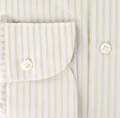 Finamore Napoli Green White, Lavender Striped Shirt - Slim Fit - 16/41