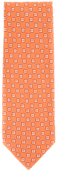 Finamore Napoli Light Orange, Orange, White Tie - 100% Linen - 3.5"