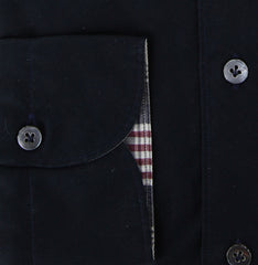 Finamore Napoli Navy Blue Solid Cotton Shirt - Extra Slim Fit - XL/XL