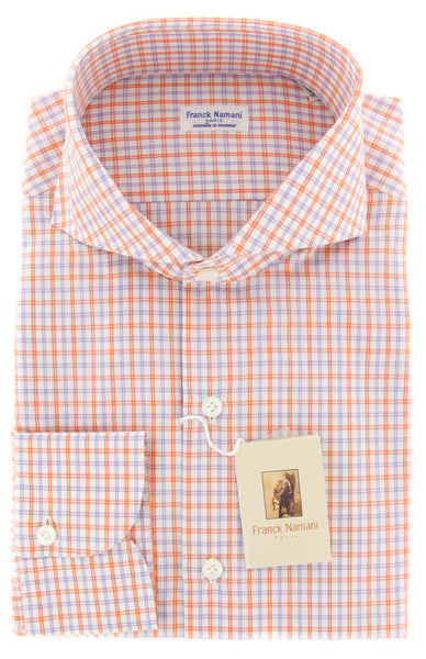 New $425 Franck Namani Orange Plaid Shirt - Full - 16/41 - (24DAN81011301)