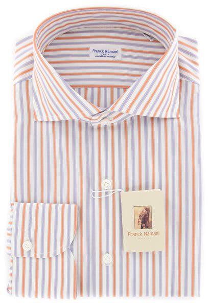 New $425 Franck Namani Orange Striped Shirt - Full - 16/41 - (24DAN81011602)