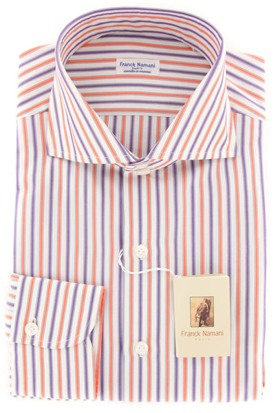 New $425 Franck Namani Orange Striped Shirt - Full - 16/41 - (24DAN81011603)