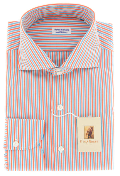 New $425 Franck Namani Orange Striped Shirt - Full - 16/41 - (24DAN81011702)