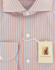 New $425 Franck Namani Orange Striped Shirt - Full - 16/41 - (24DAN81011702)