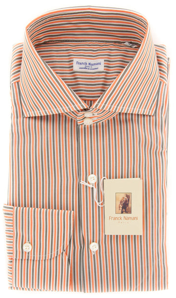 New $425 Franck Namani Orange Striped Shirt - Full - 16/41 - (24DAN81011703)