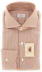 New $425 Franck Namani Orange Striped Shirt - Full - 16/41 - (24DAN81011703)