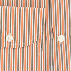 New $425 Franck Namani Orange Striped Shirt - Full - 16/41 - (24DAN81011703)