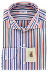 New $425 Franck Namani Navy Blue Striped Shirt - Full - 16/41 - (24DAN81011801)