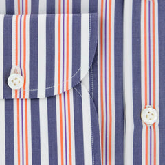 New $425 Franck Namani Navy Blue Striped Shirt - Full - 16/41 - (24DAN81011801)