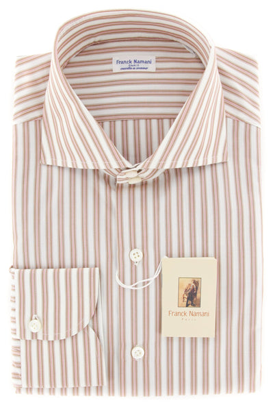 New $425 Franck Namani Brown Striped Shirt - Full - 16/41 - (24DAN81011902)