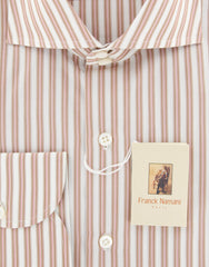 New $425 Franck Namani Brown Striped Shirt - Full - 16/41 - (24DAN81011902)
