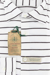 Luigi Borrelli Brown Striped Casual Shirt - Extra Slim - Small - Size 14.5