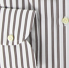 Luigi Borrelli Dark Brown Striped Cotton Shirt - Extra Slim - (GB2807) - Parent