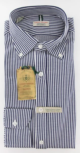 Luigi Borrelli Navy Blue Striped Casual Shirt - Extra Slim Fit - M/M