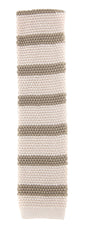 Luigi Borrelli Cream with Beige Stripes Knit Tie - 2.5" Wide