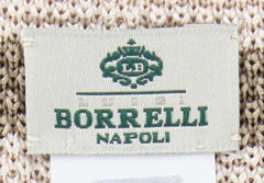 Luigi Borrelli Cream with Beige Stripes Knit Tie - 2.5" Wide