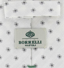 Borrelli White with Gray Floral Tie - 2.75" Wide