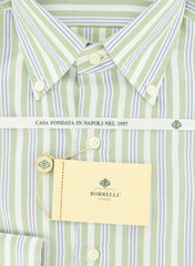 Luigi Borrelli Green Striped Shirt - Extra Slim - (GB5865) - Parent