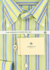 Luigi Borrelli Green Striped Cotton Shirt - Slim - (GB5883) - Parent