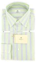 Luigi Borrelli Green Striped Shirt - Slim - 15.75/40 - (GB5896)