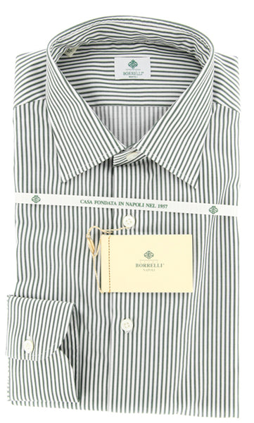Luigi Borrelli Dark Green Striped Shirt - Extra Slim - (GB5980) - Parent