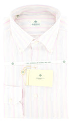 Luigi Borrelli Pink Striped Cotton Shirt - Slim - 16.5/42 - (GB6178)