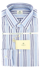 Luigi Borrelli Light Blue Striped Cotton Shirt - Slim - 15.75/40 - (GB6414)